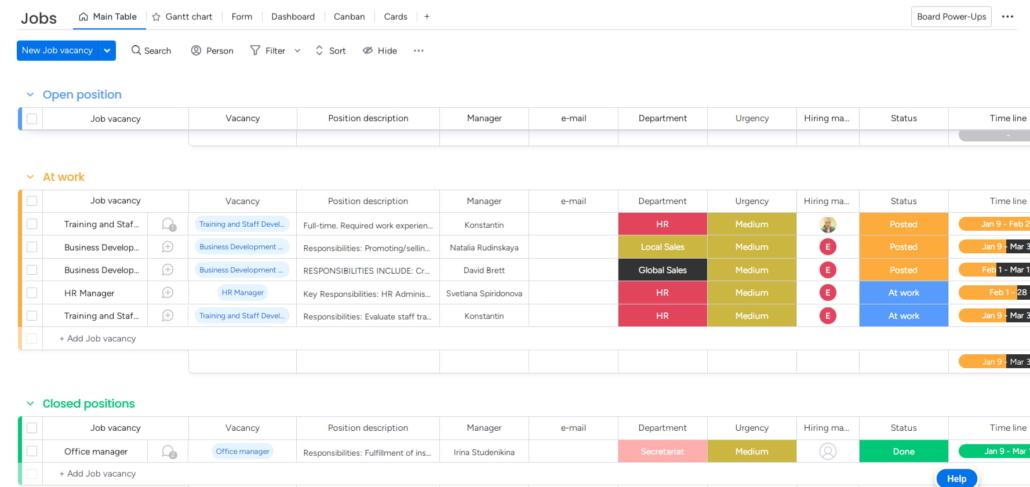 General view of the Available Vacancies board - Image for New Systems HR Article